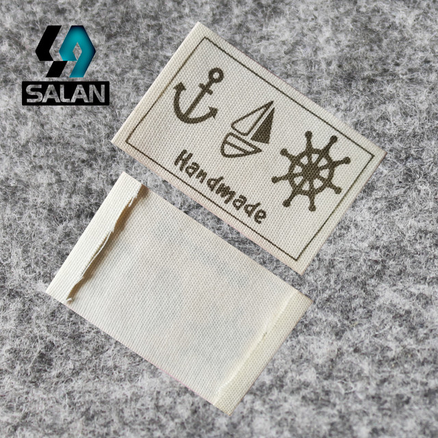 Stock hand made printed Cotton Label Customized clothing labels Sewing  Fabric printed tags custom handwork tag - AliExpress